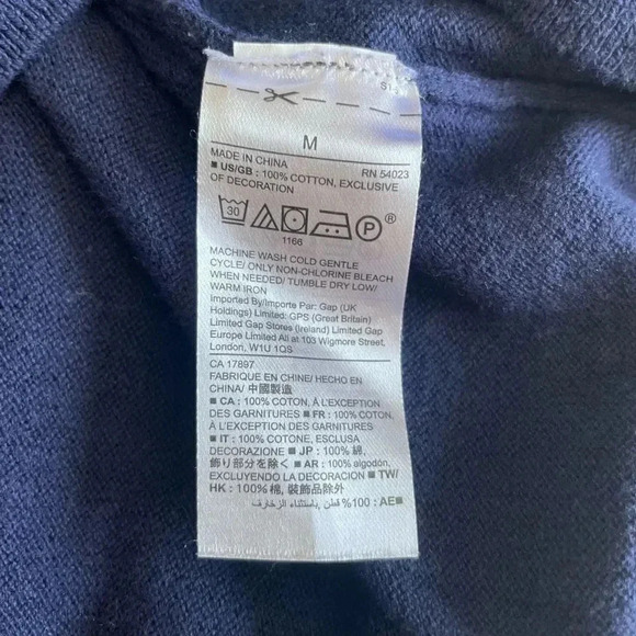 Gap Navy Blue With Pink Lettering Graphic Sweater Long Sleeves Cotton Casual Wom - Picture 12 of 14